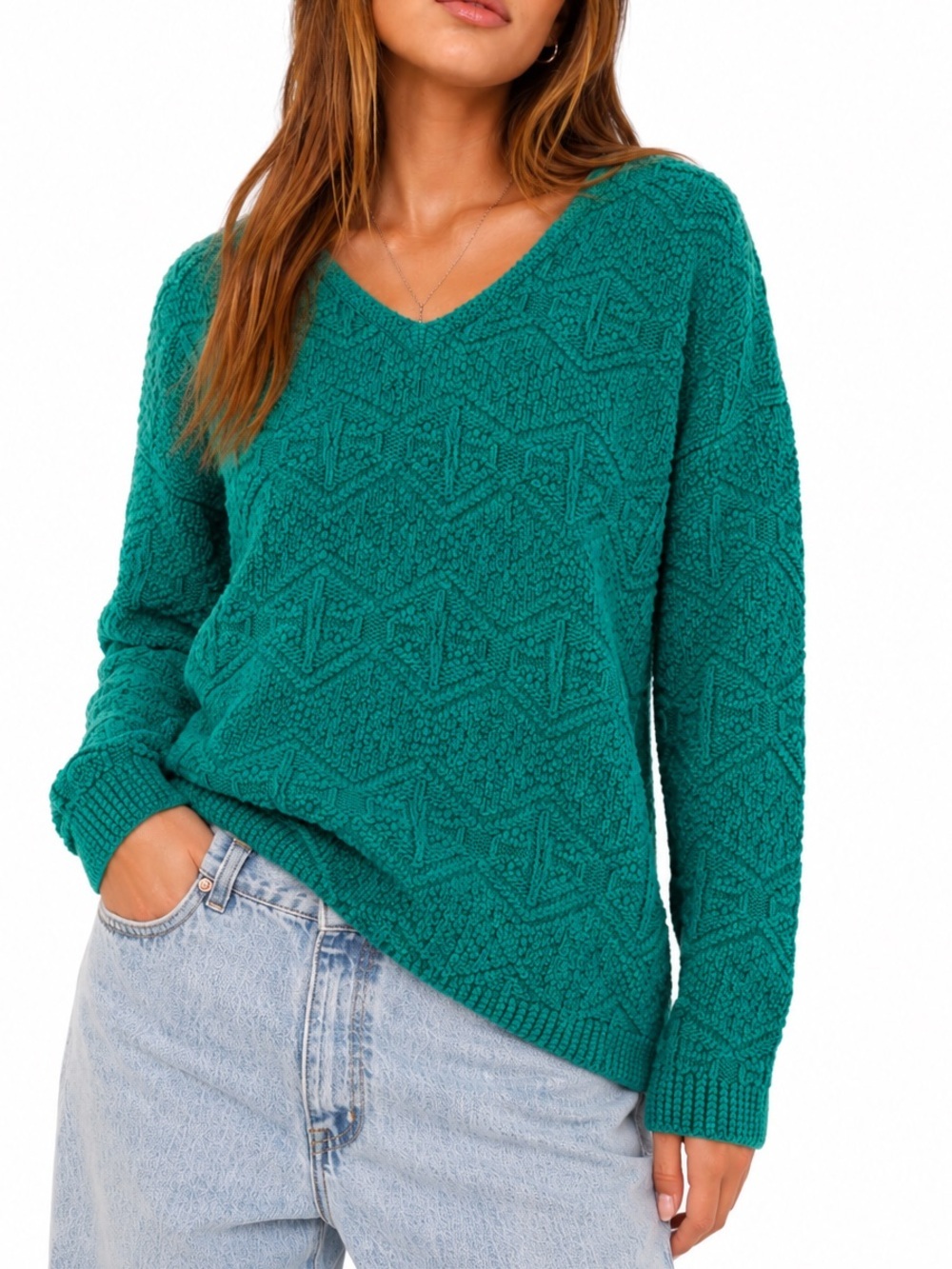 Vintage 90s Gap Green Cable Knit Oversized Slouchy Tunic Sweater Small